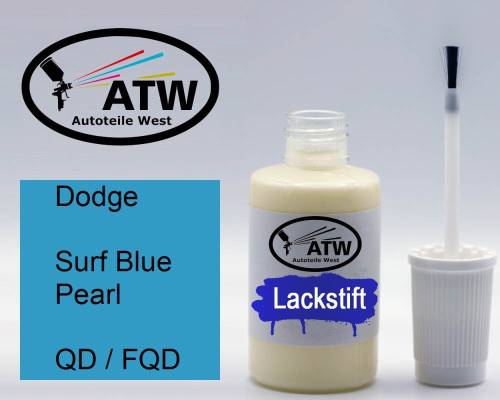 Dodge, Surf Blue Pearl, QD / FQD: 20ml Lackstift, von ATW Autoteile West.